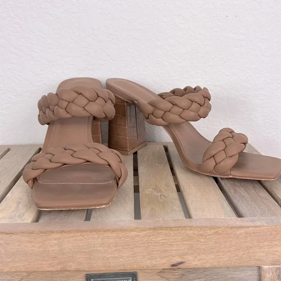 Vintage Syktkm Sandal Womens Shoes 8 Braided Strappy Slip On Brown Preowned - Picture 2 of 10